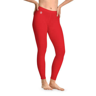 Bold Red Stretchy Leggings Hoodora