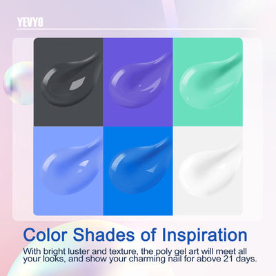 6 PCS Polygel Nail Kits With UV Light, Sliding Solution, Top Primer, Builder Nail Art Tools Hoodora